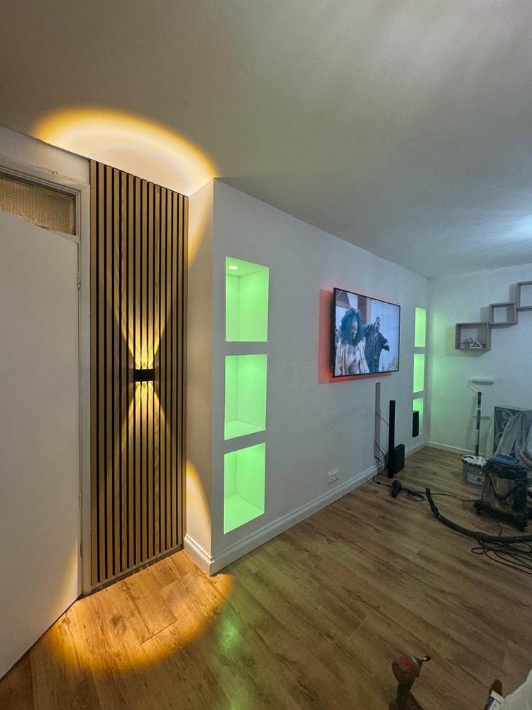 Slatted door and ambient LED lighting