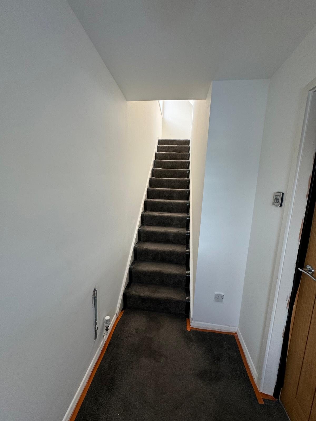 Smoke alarm and downlight first fix, hallway ceiling